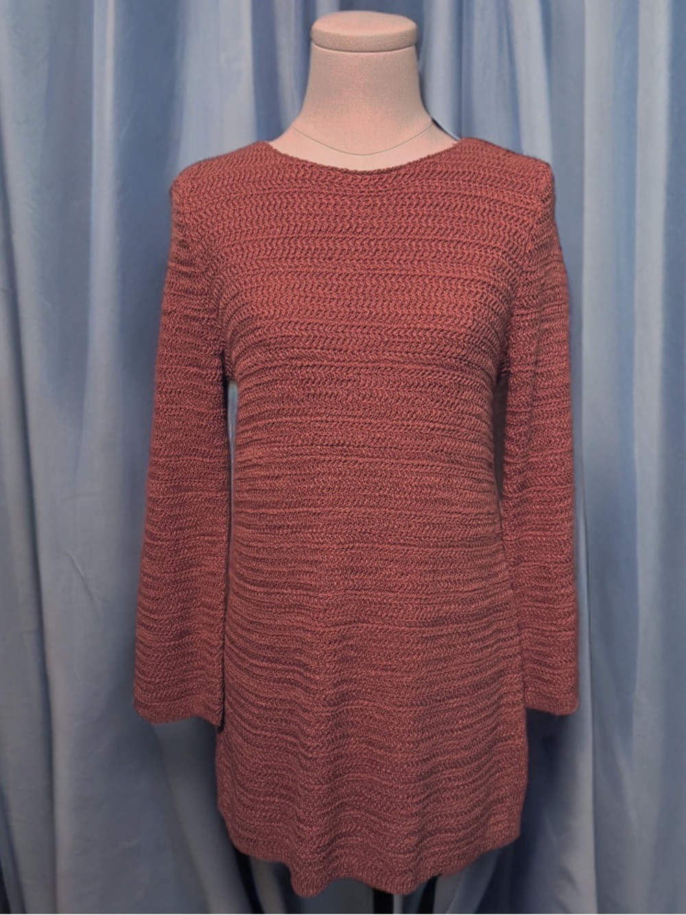 JJill Women’s XS Open Knit Textured Knit Tunic Sweater - Rose